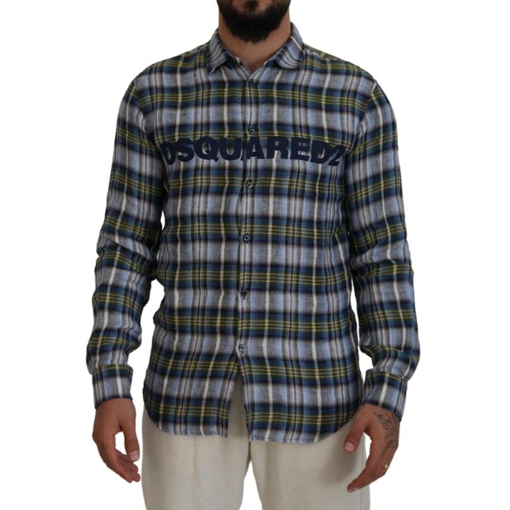 Dsquared² Multicolor Checkered Casual Men Long Sleeves Men's Shirt